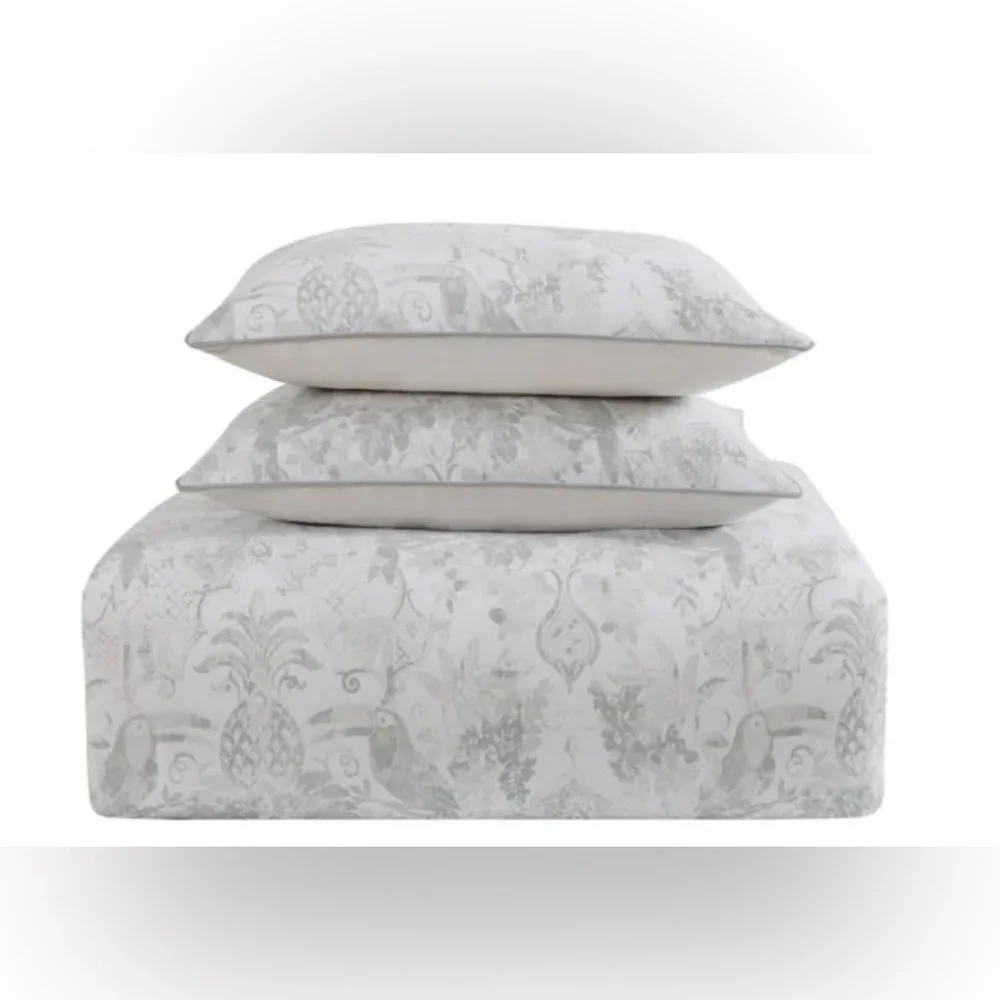 Oceanfront Resort Tropical Plantation Toile 3 Piece Cotton Duvet Queen